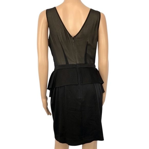 Bebe Embellished V Cut Peplum Sleeveless Black Dress Size S - Picture 3 of 12